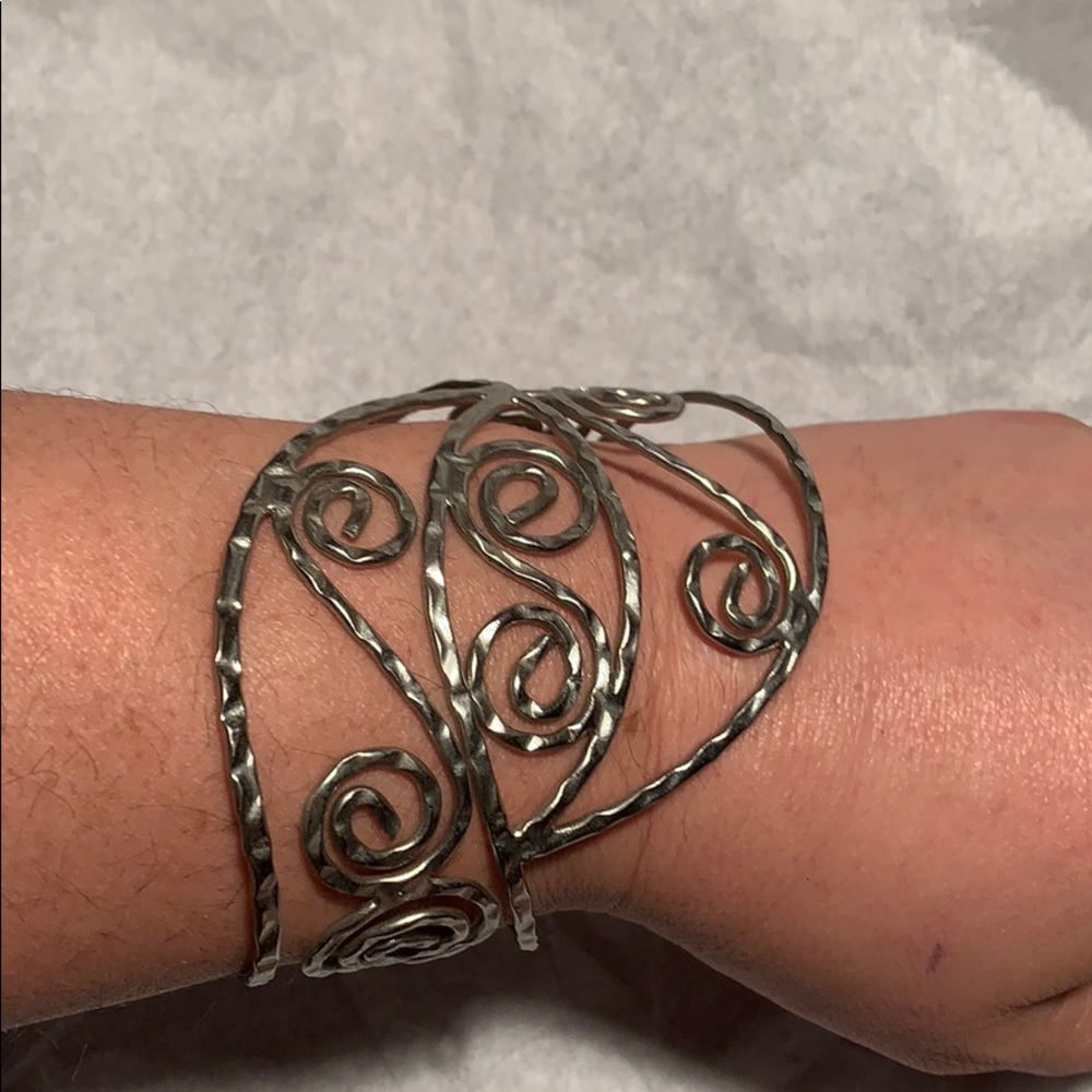 Silver twirl bracelet/upper arm band boho